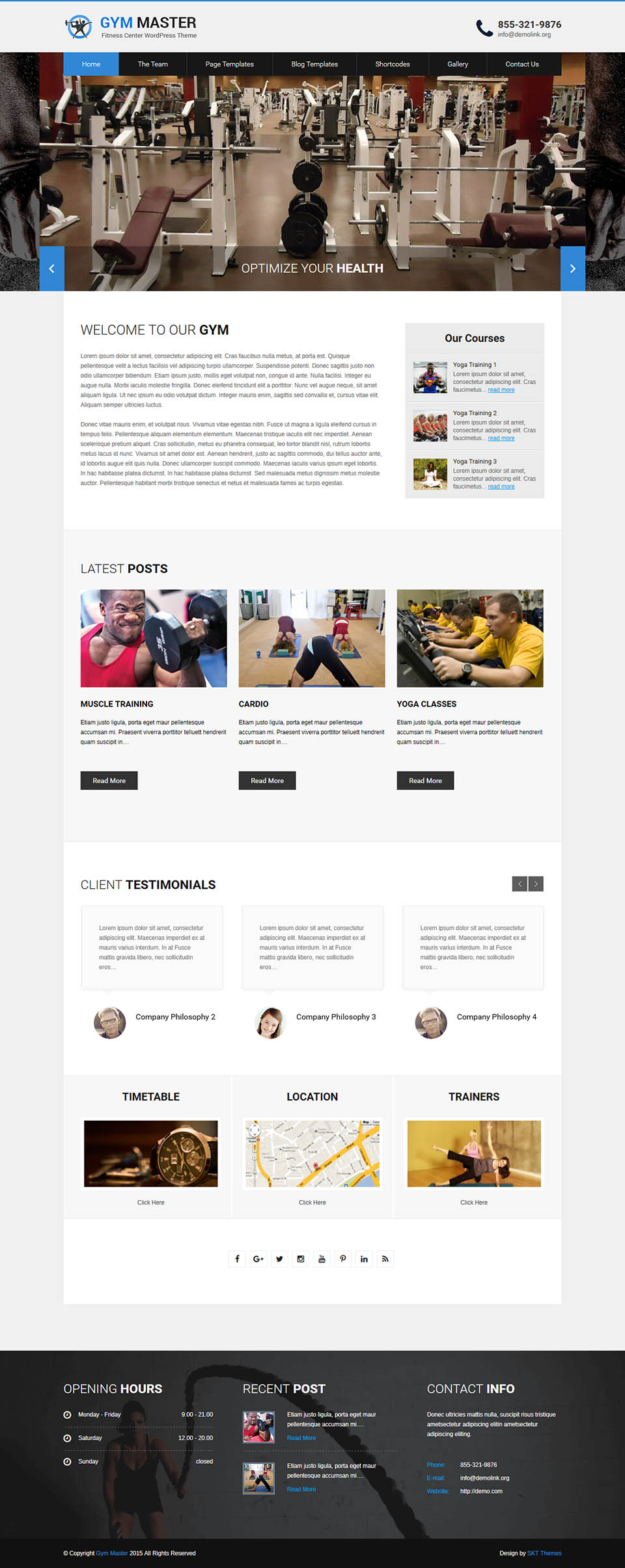 WordPress template SKT Themes Gym Master Pro