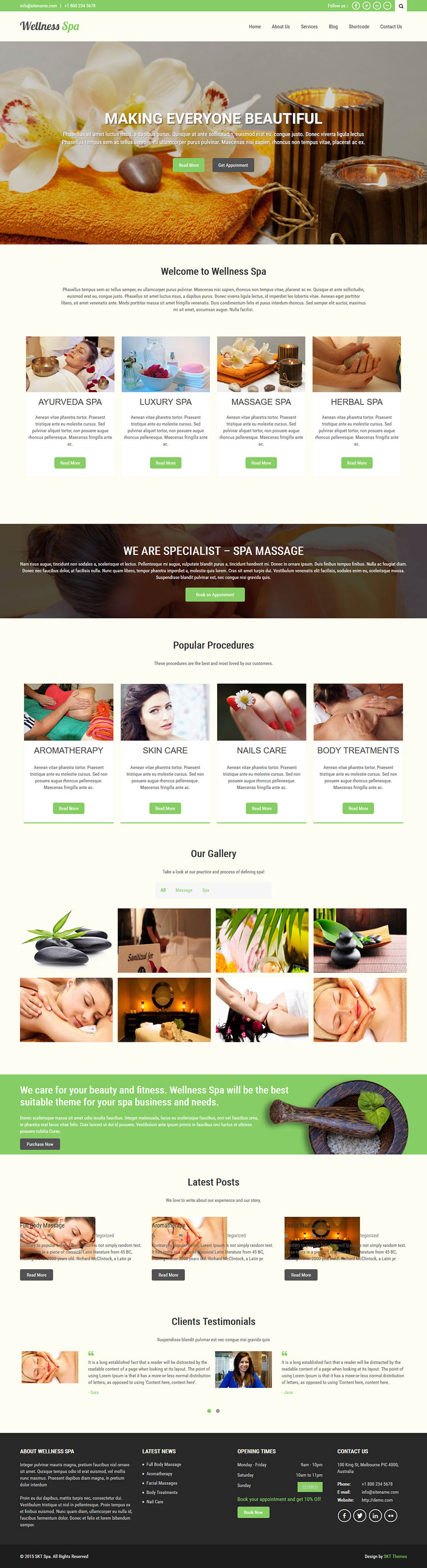 WordPress template SKT Themes Massage Center Pro