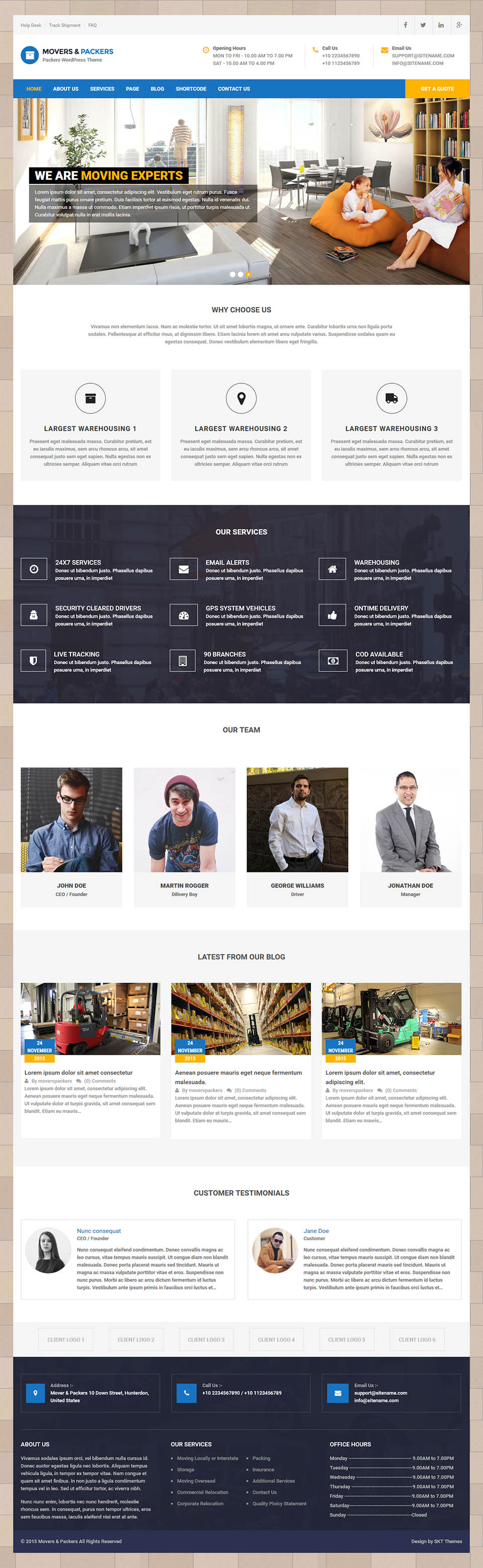 WordPress template SKT Themes Movers And Packers Pro