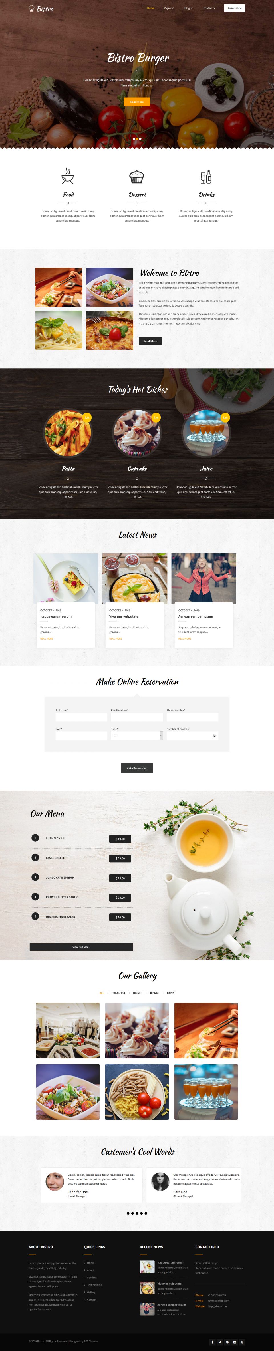 WordPress template SKT Themes Bistro