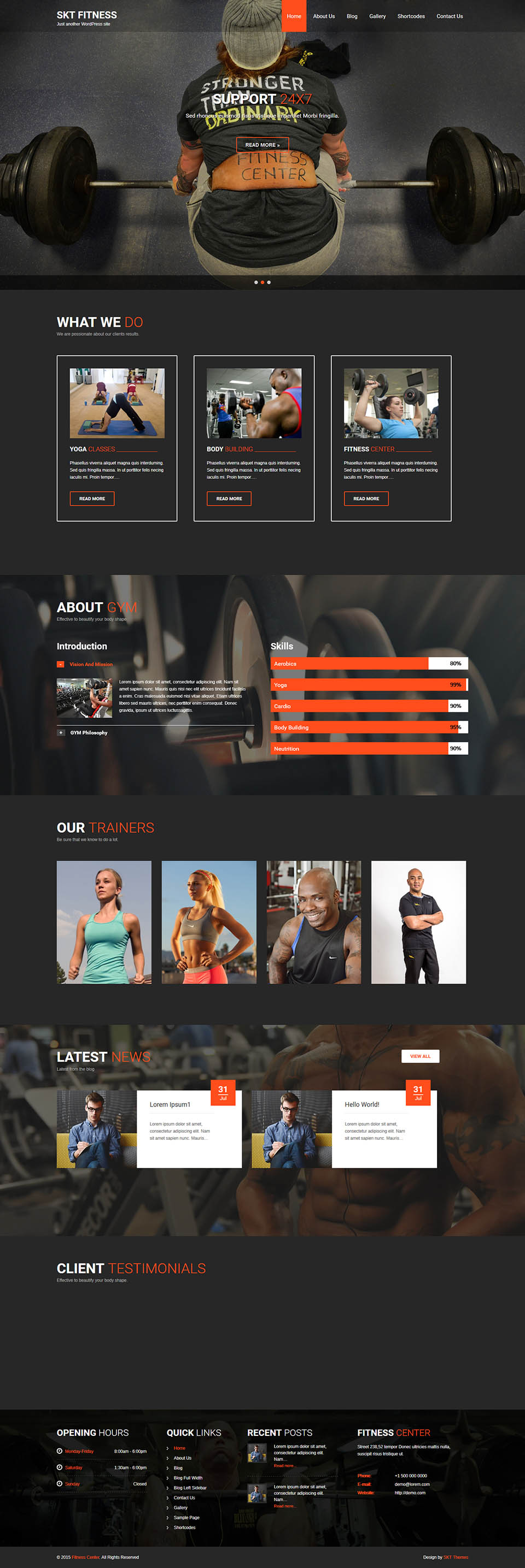 WordPress template SKT Themes Fitness Pro