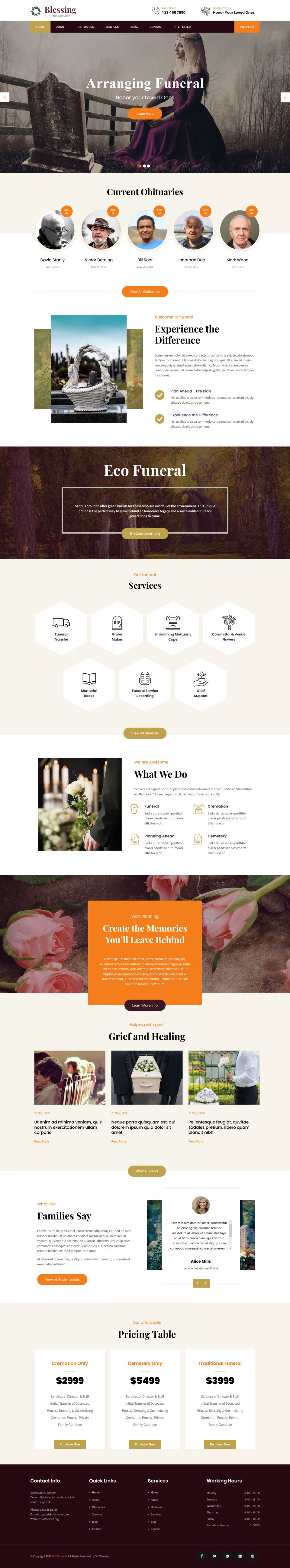 WordPress template SKT Themes Funeral Pro