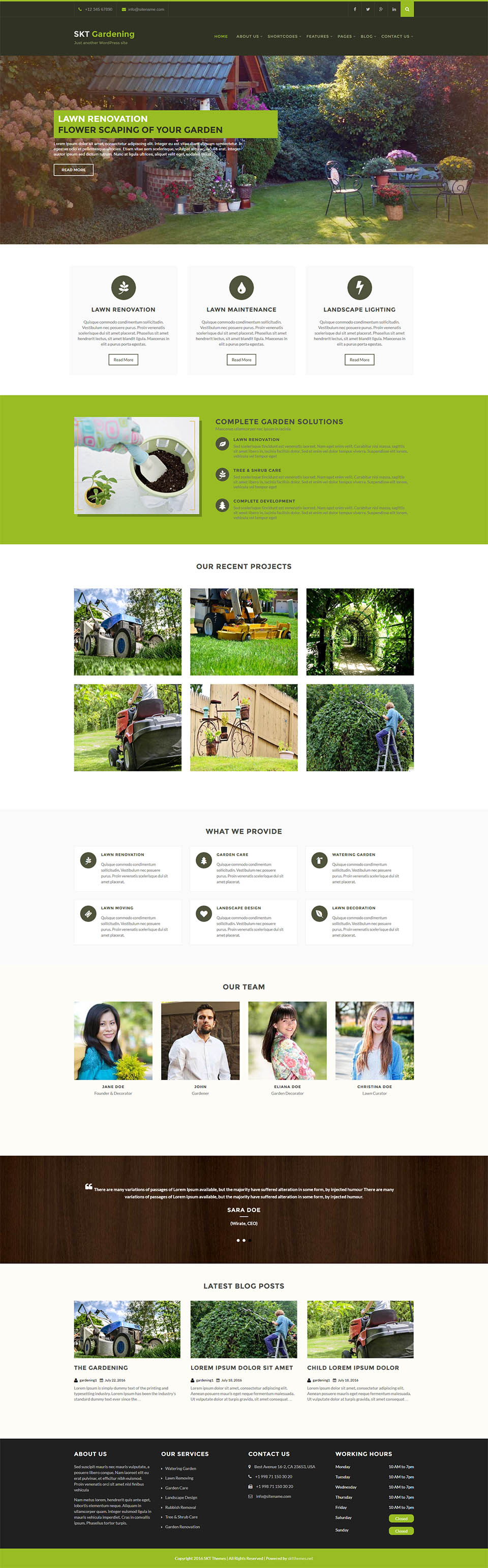 WordPress template SKT Themes Gardening Pro