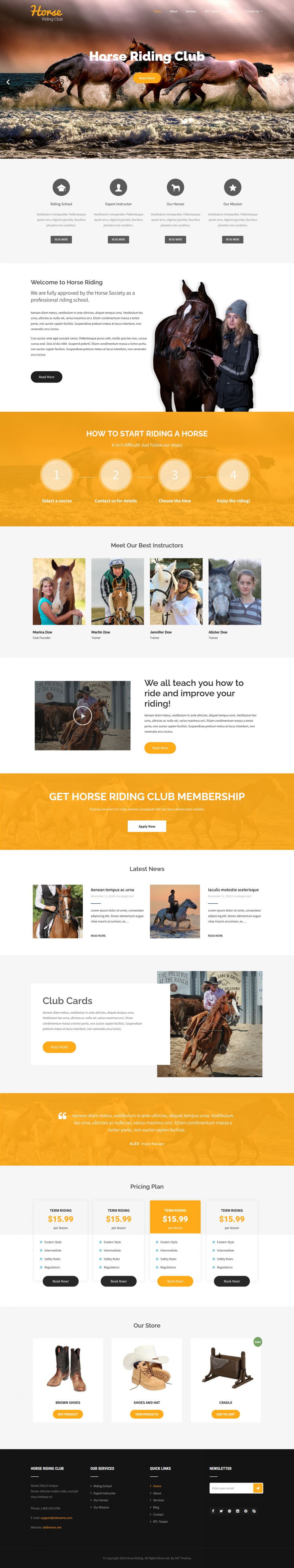 WordPress template SKT Themes Horse Riding