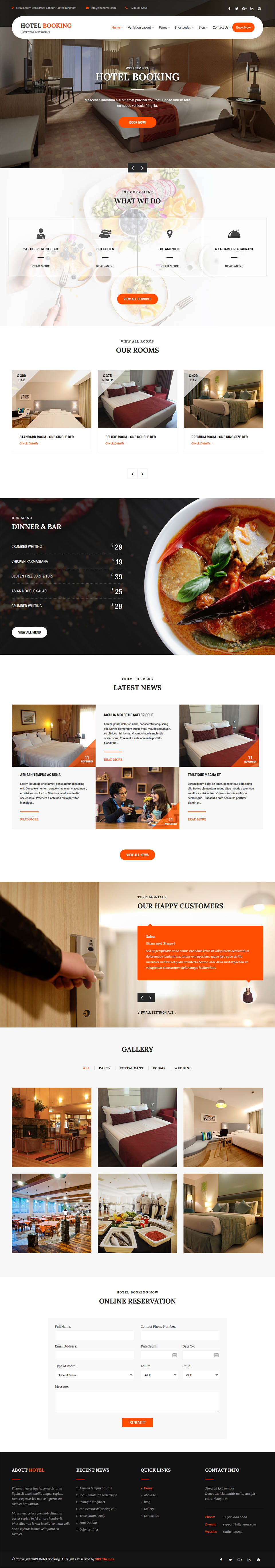 WordPress template SKT Themes Hotel Booking