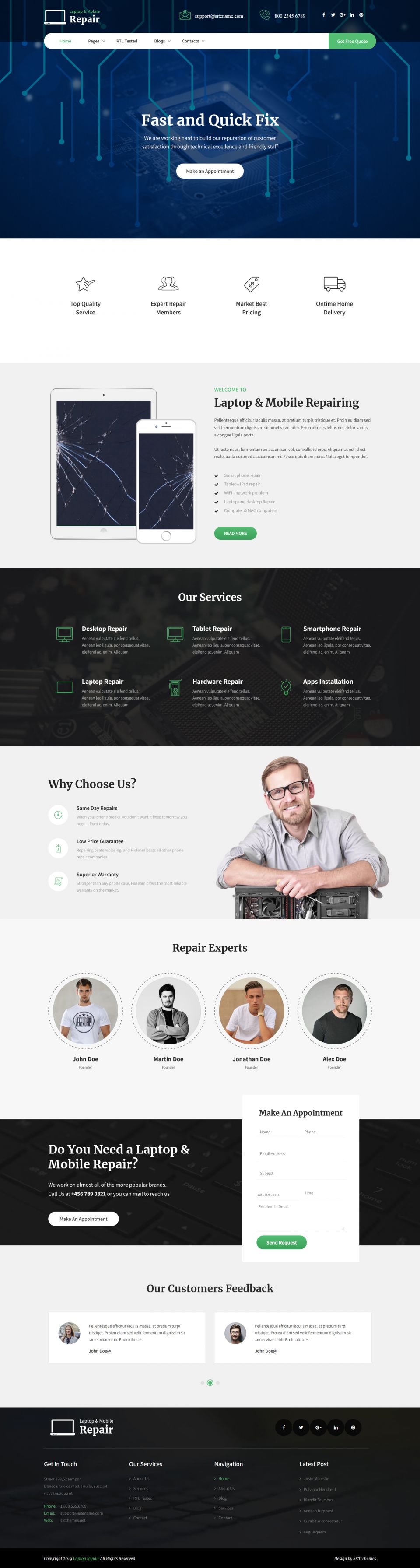 WordPress template SKT Themes Laptop Repair Pro