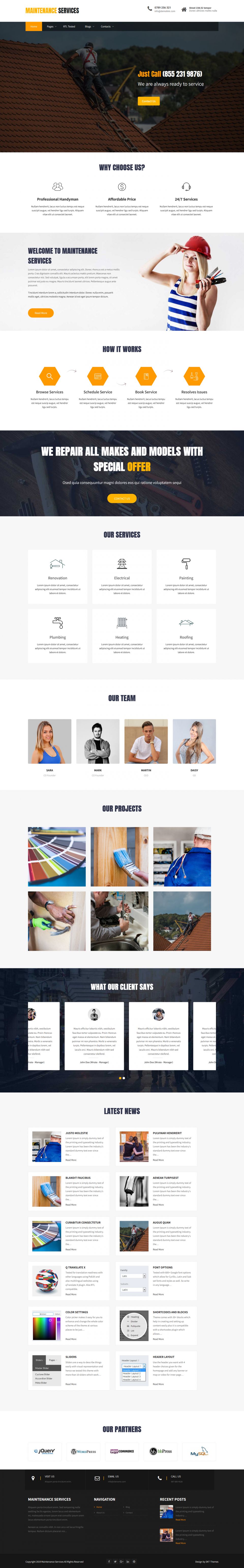 WordPress template SKT Themes Maintenance Services Pro