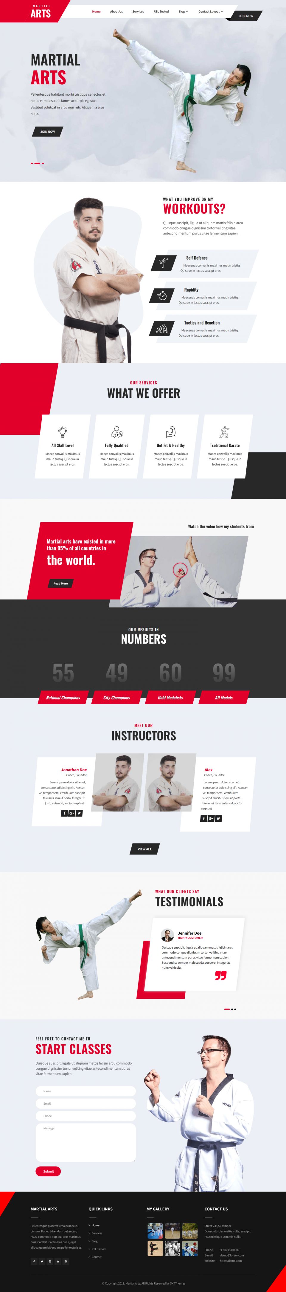 WordPress template SKT Themes Martial Arts