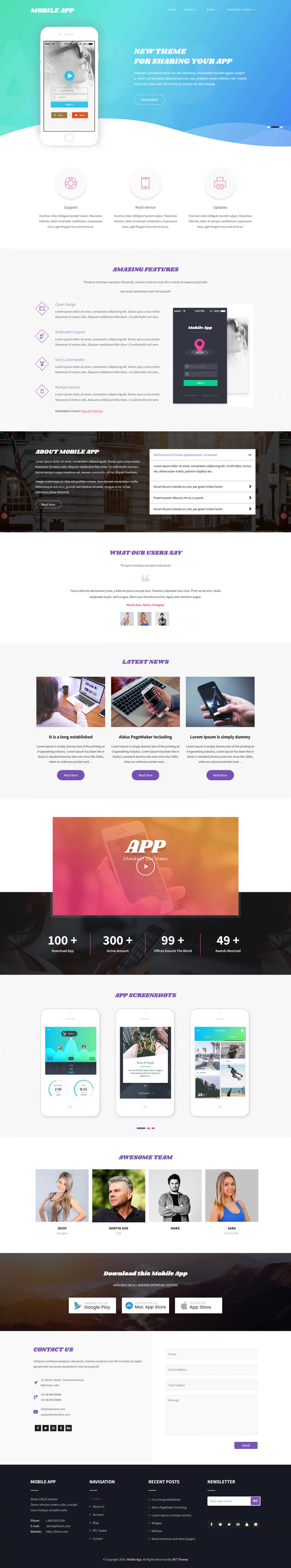 WordPress template SKT Themes Mobile App