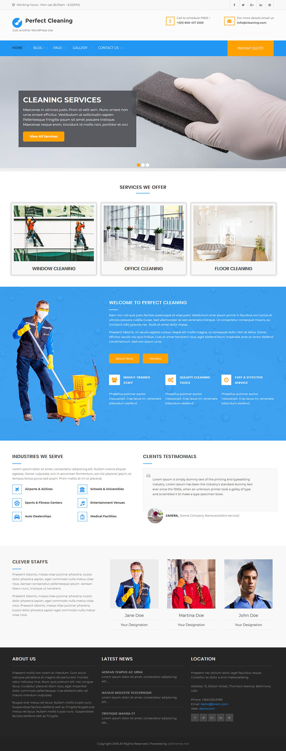 WordPress template SKT Themes Perfect Cleaning