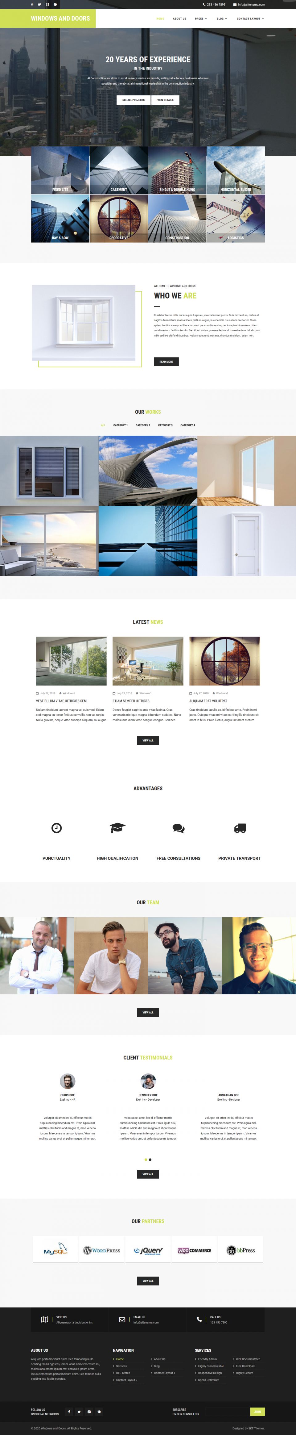 WordPress template SKT Themes Windows And Doors