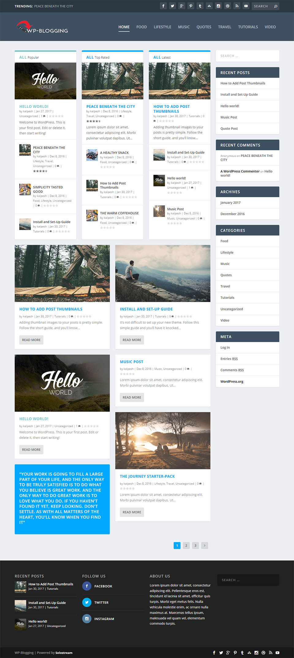 WordPress template SoloStream WP-Blogging