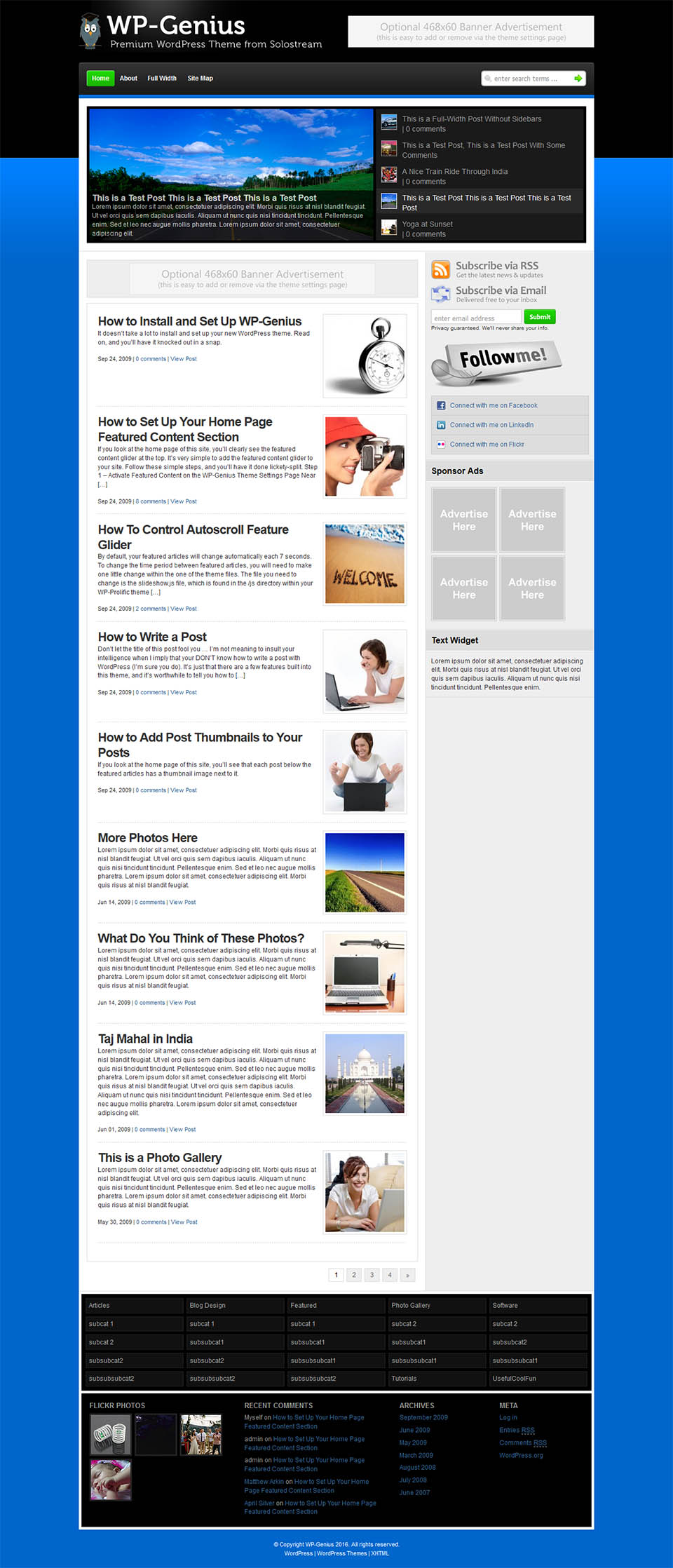 WordPress template SoloStream WP-Genius