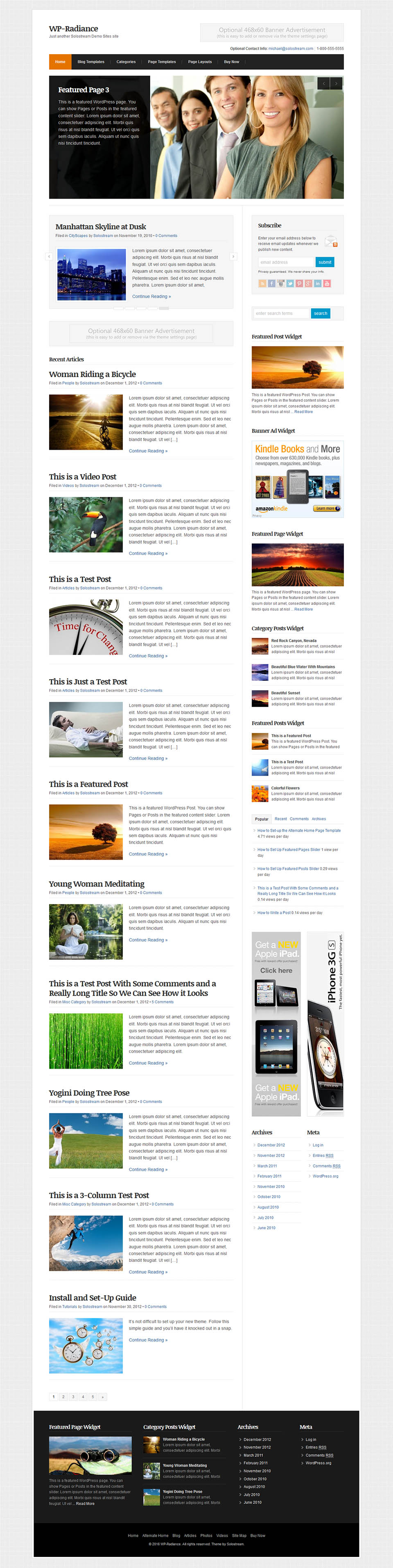 WordPress template SoloStream WP-Radiance