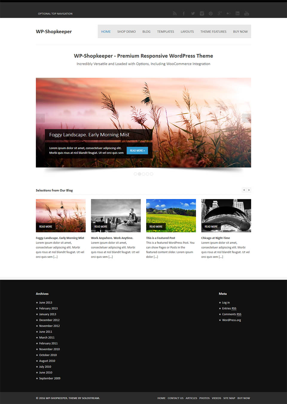 WordPress template SoloStream WP-Shopkeeper