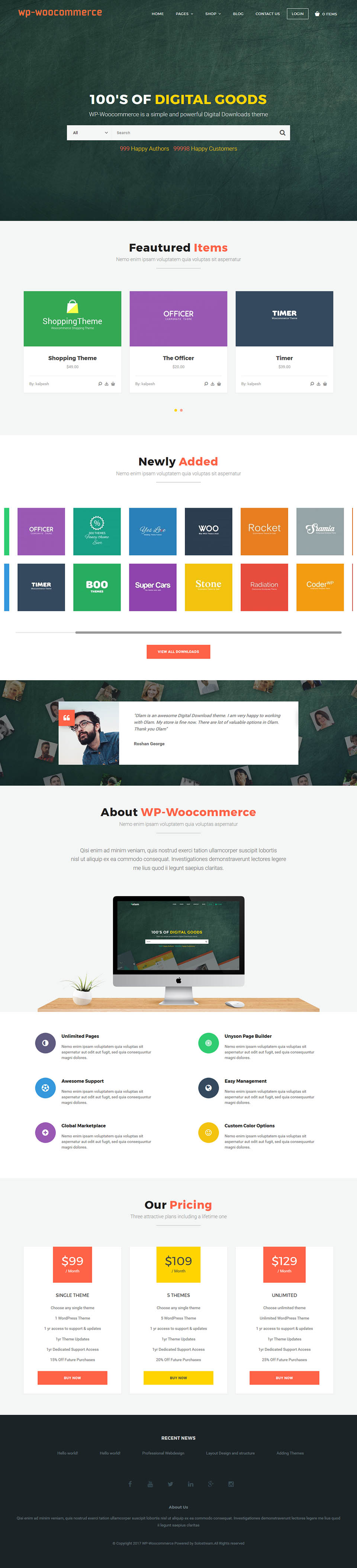 WordPress template SoloStream WP-Woocommerce