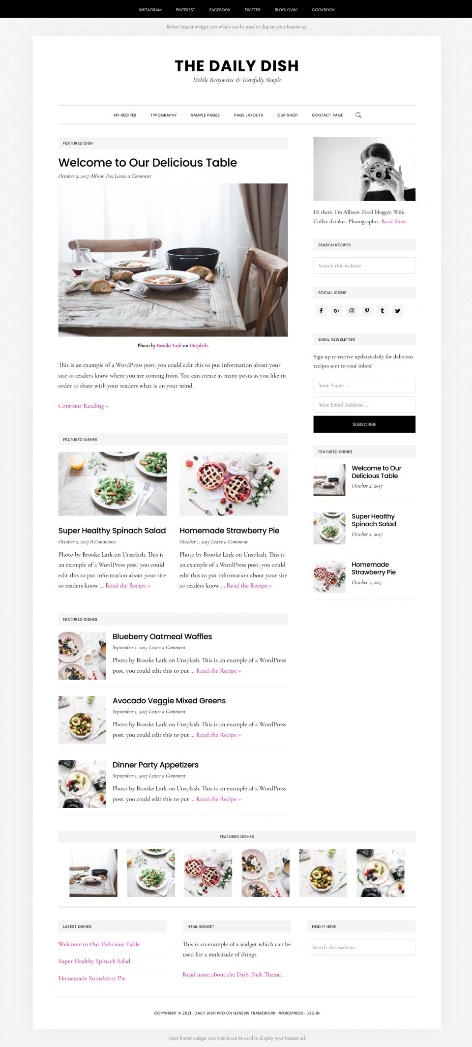 WordPress template StudioPress Daily Dish Pro