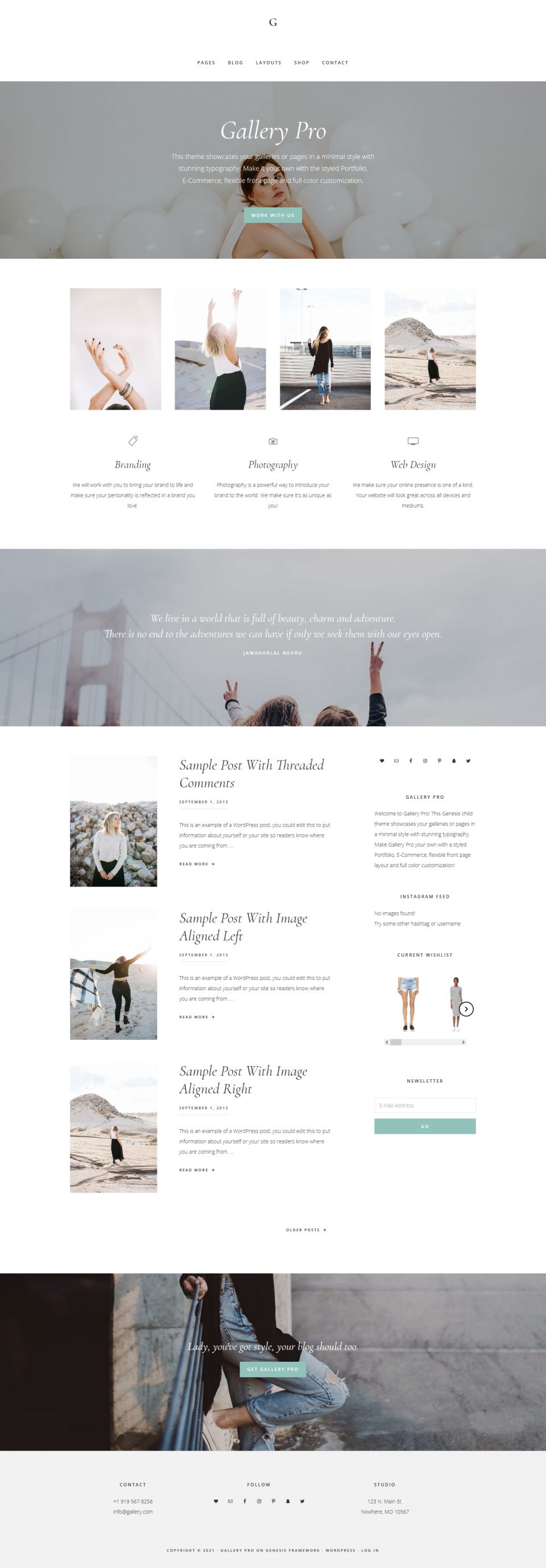 WordPress template StudioPress Gallery Pro