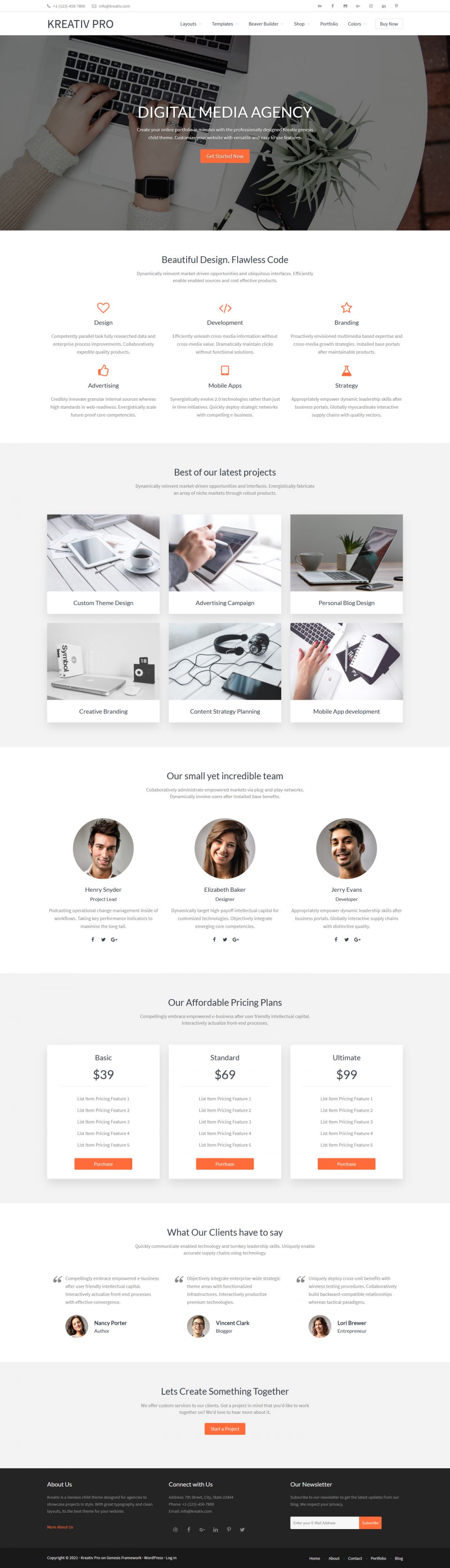 WordPress template StudioPress Kreativ Pro