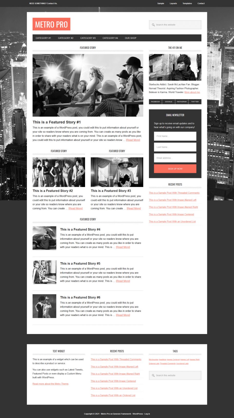 WordPress template StudioPress Metro Pro