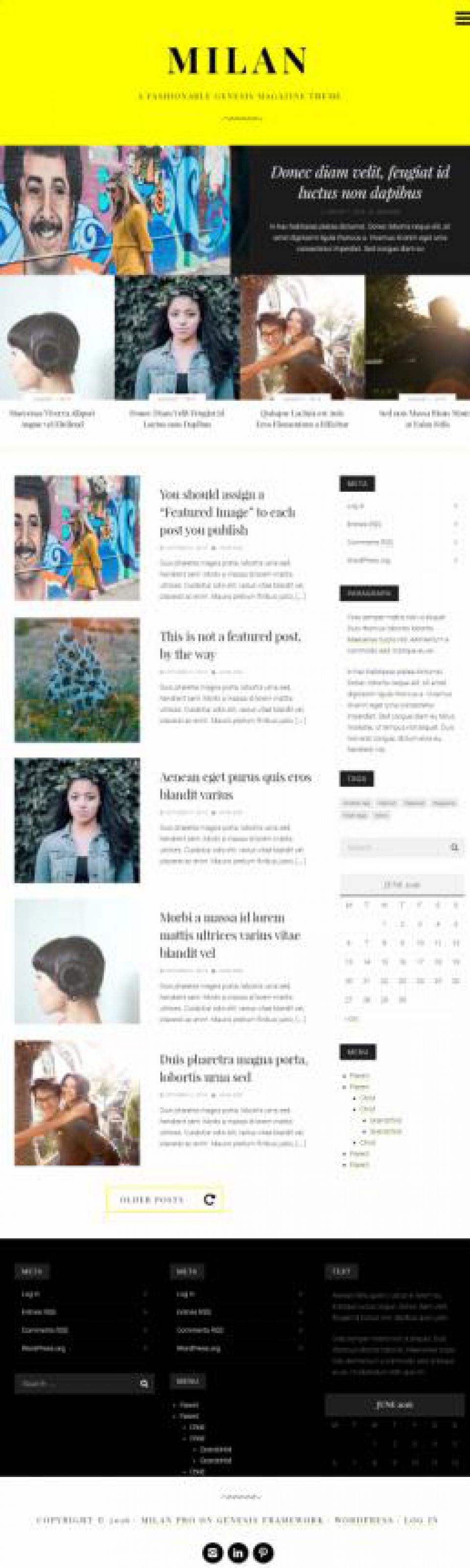 WordPress template StudioPress Milan Pro