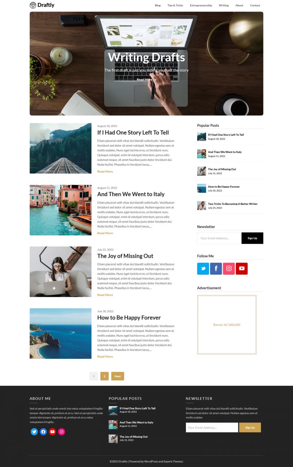 WordPress template Superb Themes Draftly