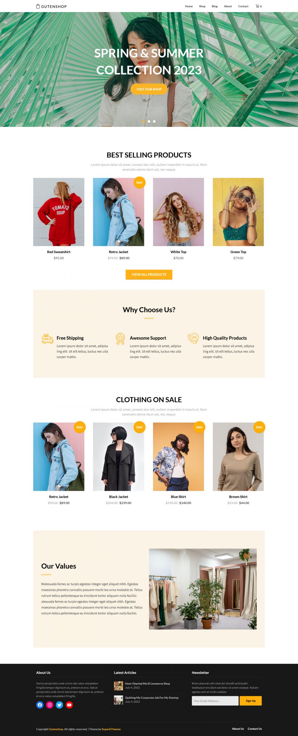 WordPress template Superb Themes Gutenshop