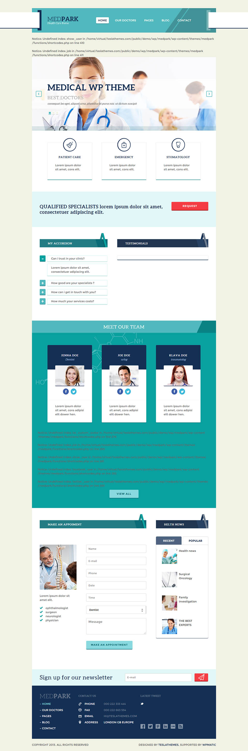 WordPress template TeslaThemes MedPark