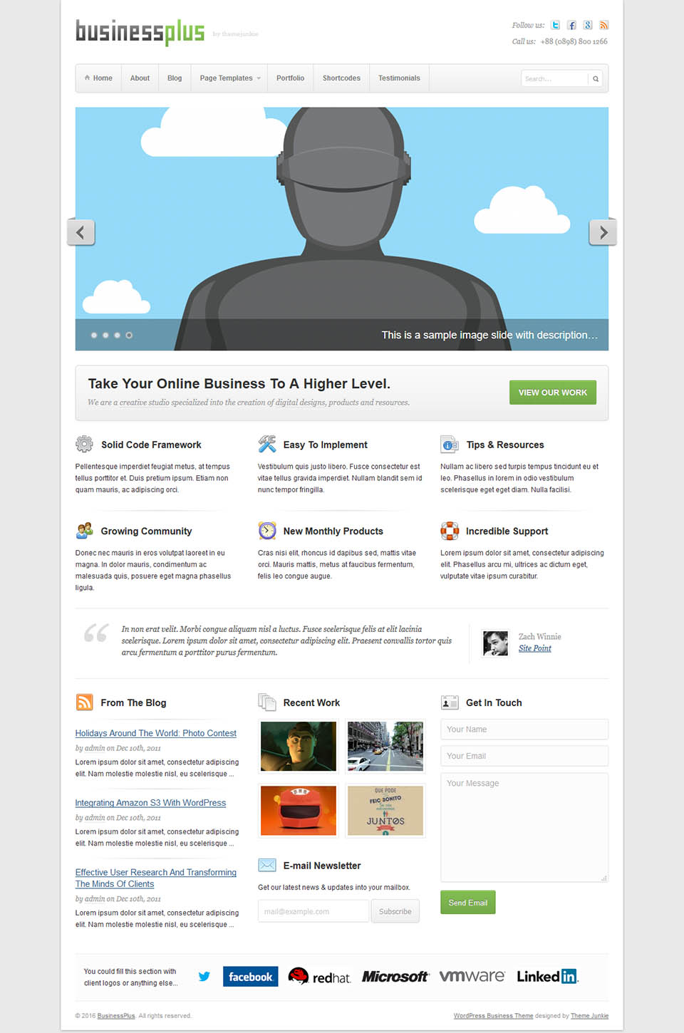 WordPress template Theme Junkie BusinessPlus