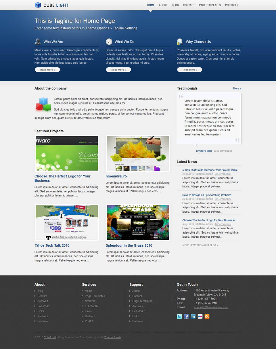 WordPress template Theme Junkie CubeLight