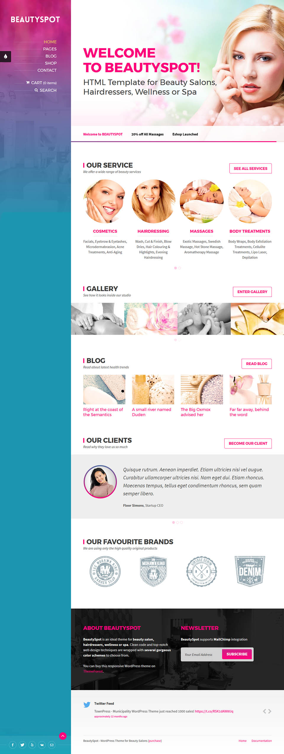 WordPress template ThemeForest BeautySpot