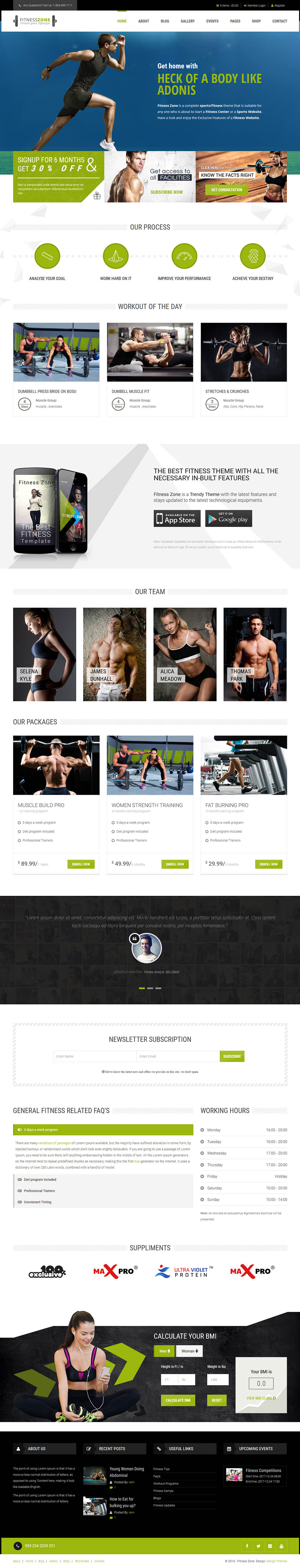 WordPress template ThemeForest Fitness Zone