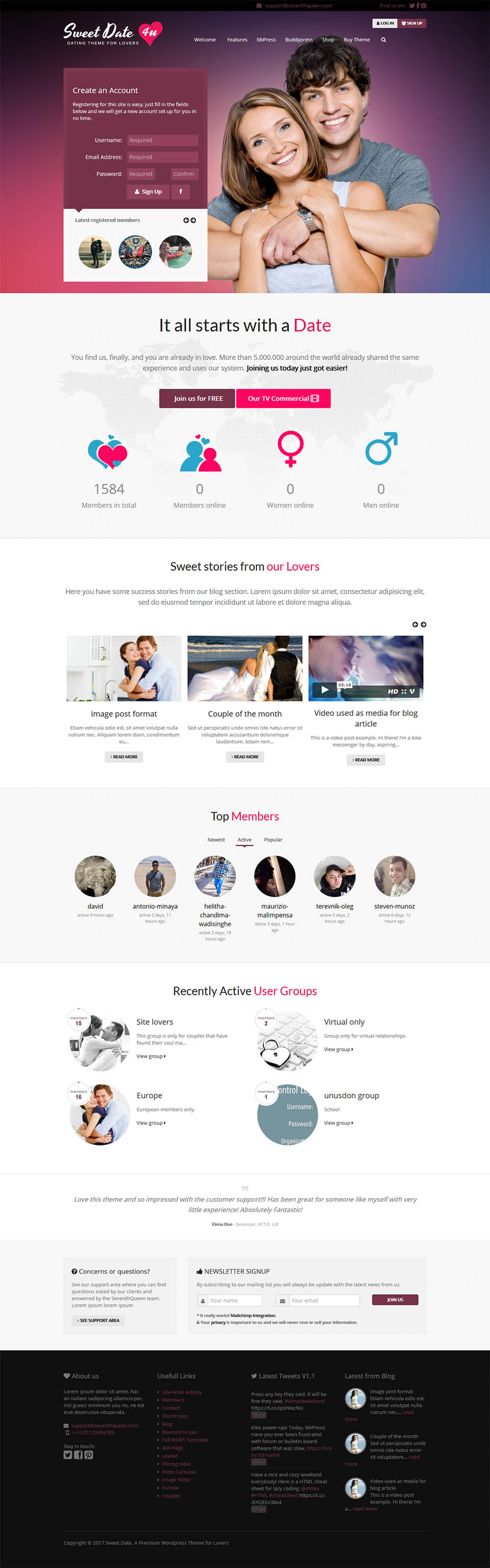 WordPress template ThemeForest Sweet Date