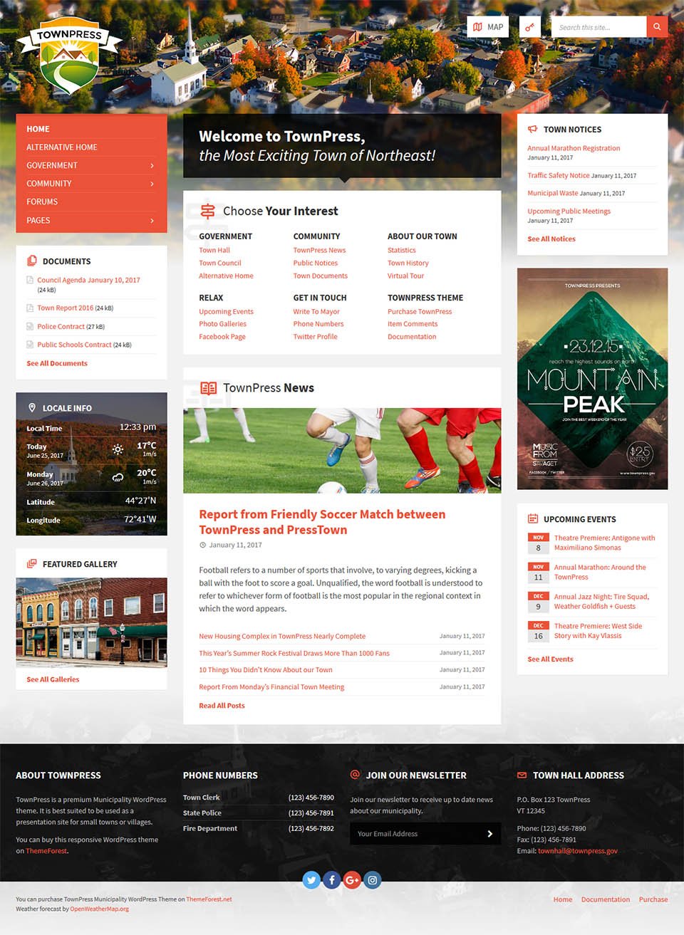 WordPress template ThemeForest TownPress