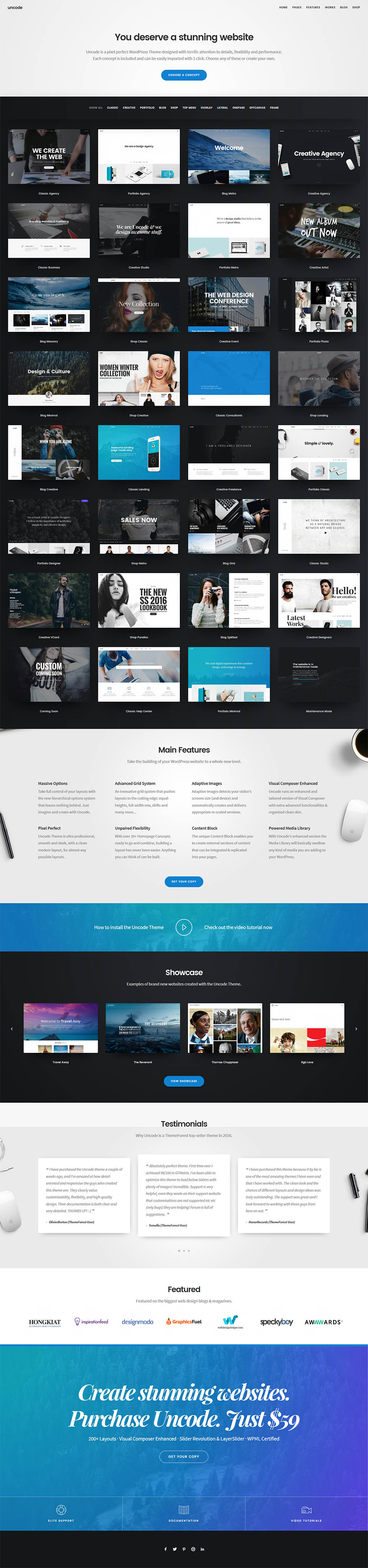 WordPress template ThemeForest Uncode