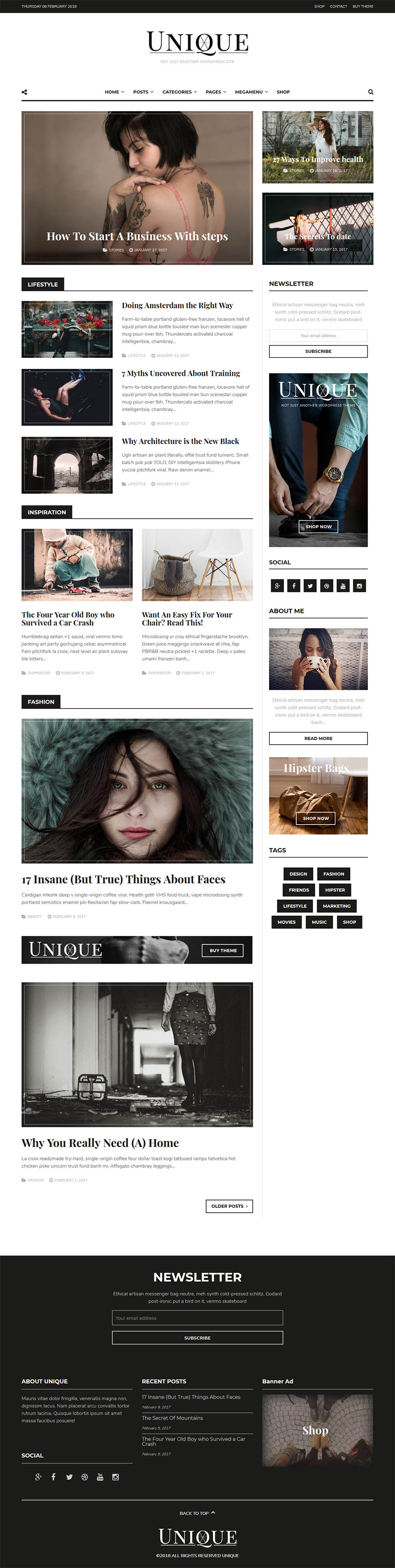 WordPress template ThemeForest Unique