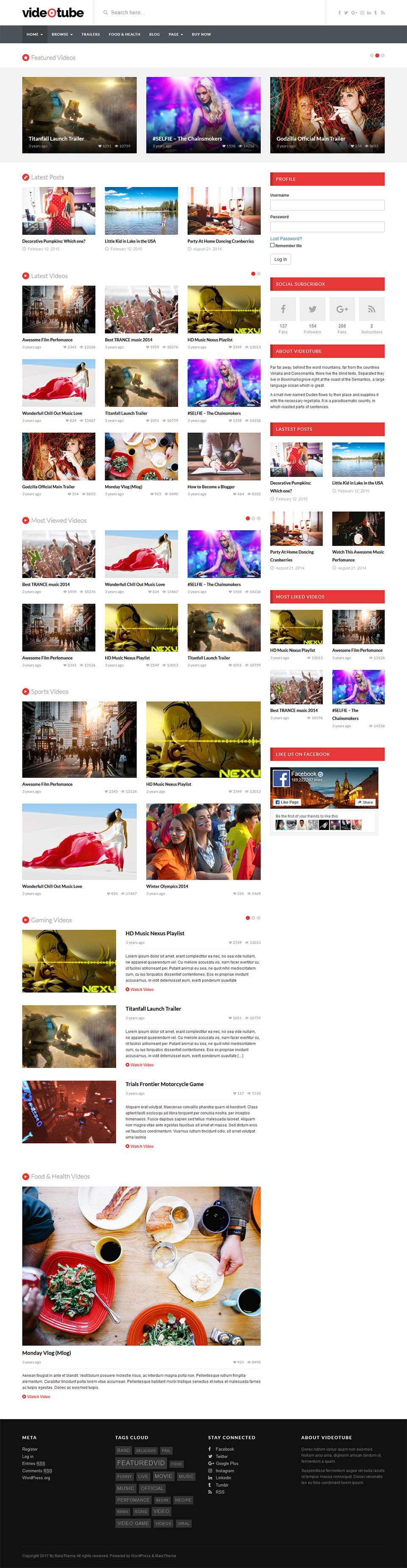 WordPress template ThemeForest VideoTube