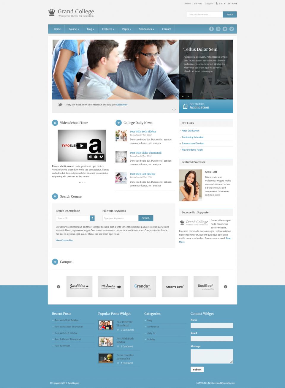 WordPress template ThemeForest Grand College