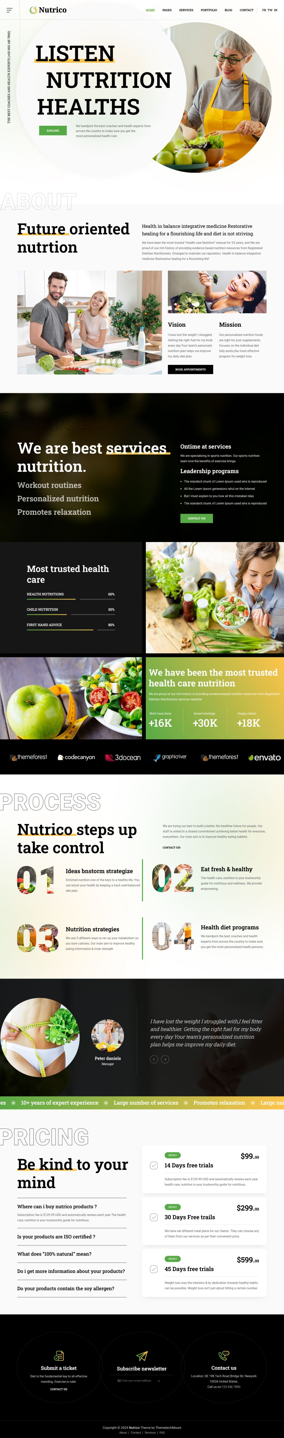 WordPress template ThemeForest Nutrico