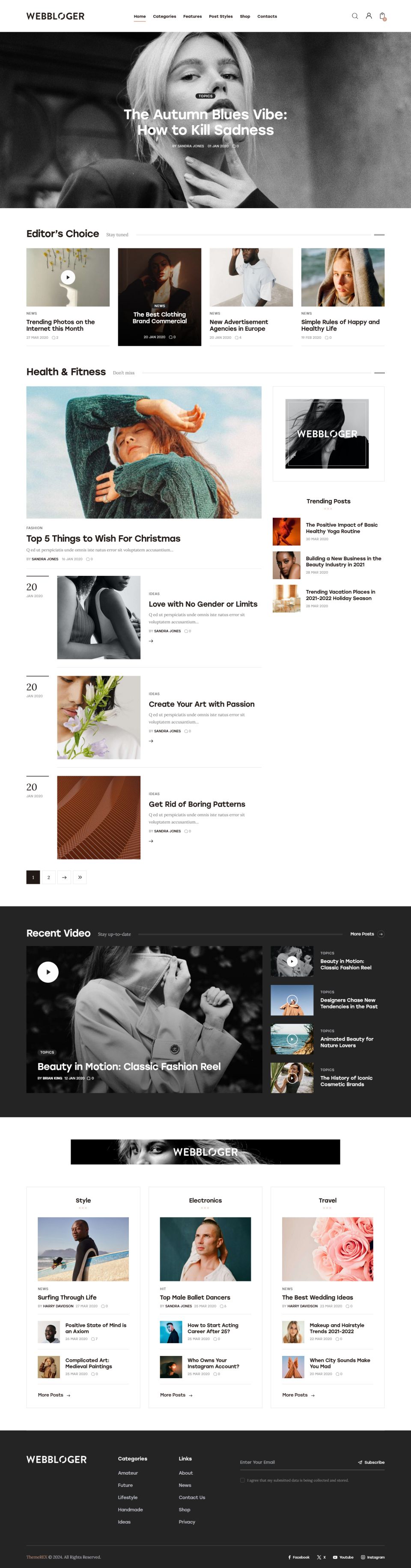 WordPress template ThemeForest Webbloger