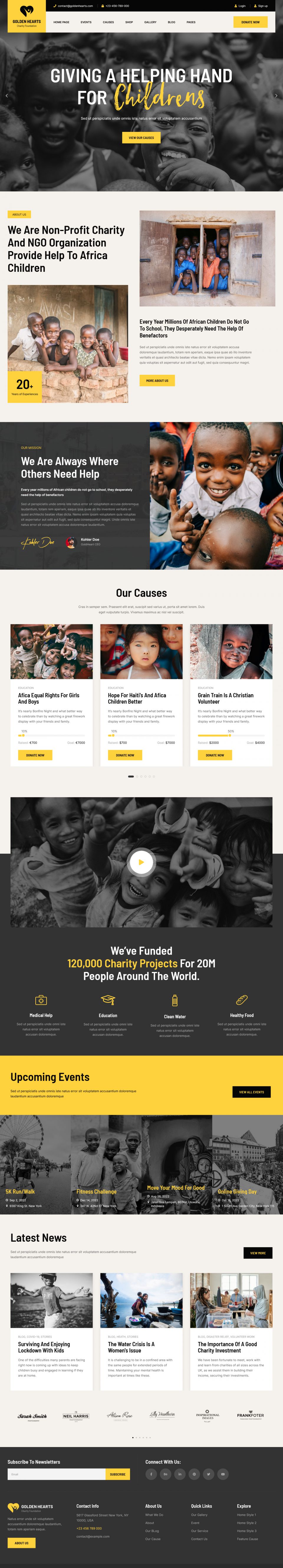 WordPress template ThemeForest Golden Hearts