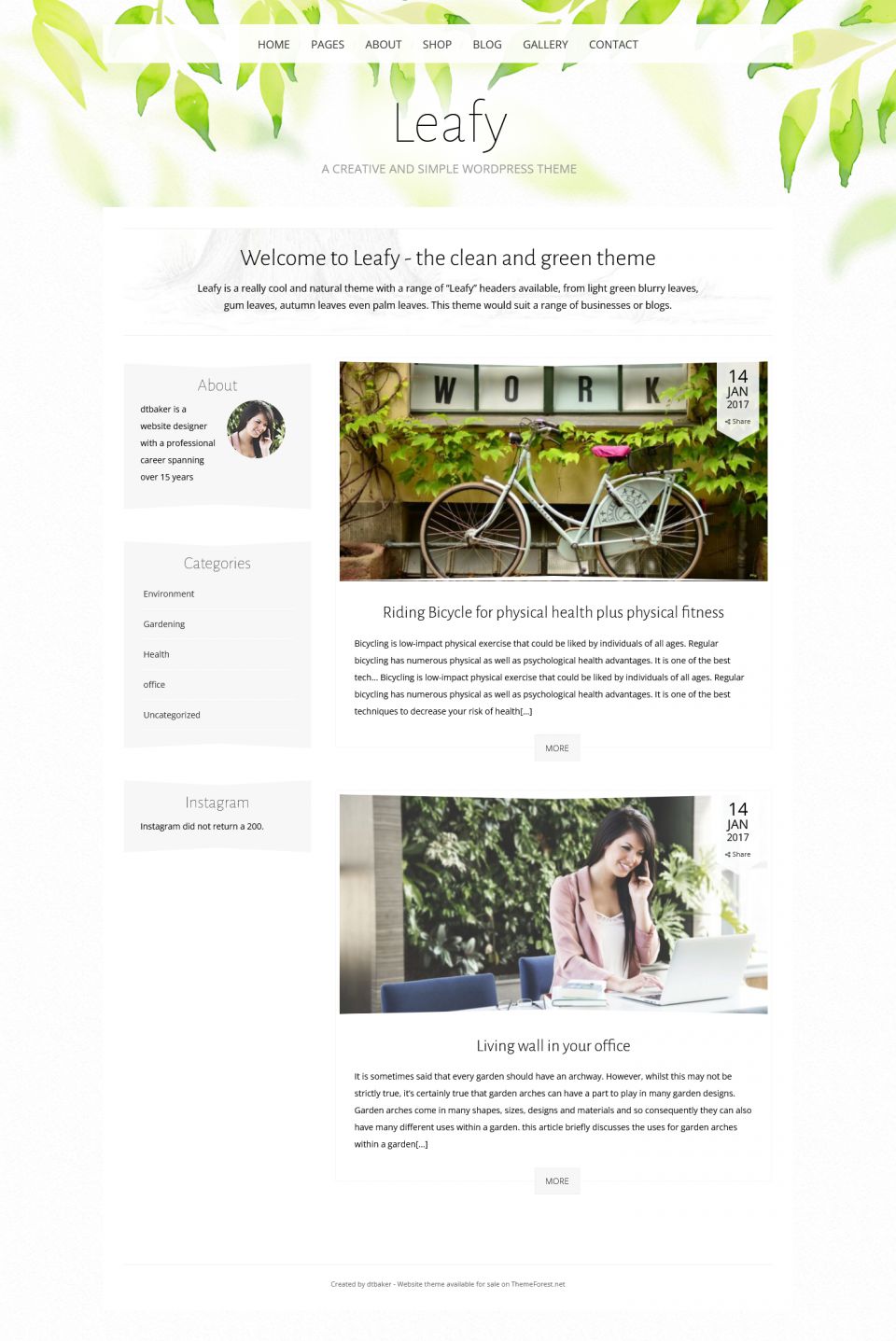 WordPress template ThemeForest Leafy