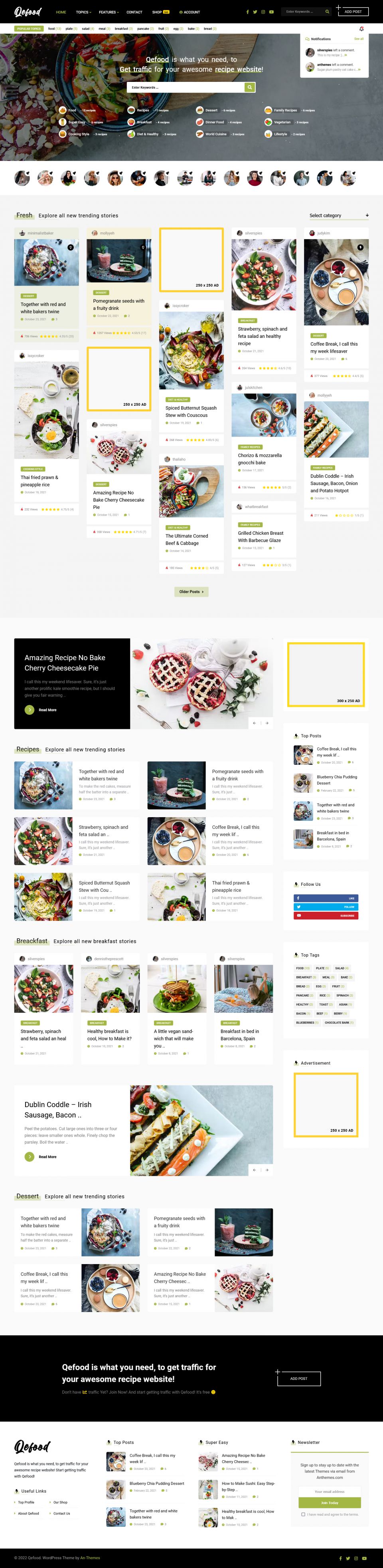 WordPress template ThemeForest Qefood