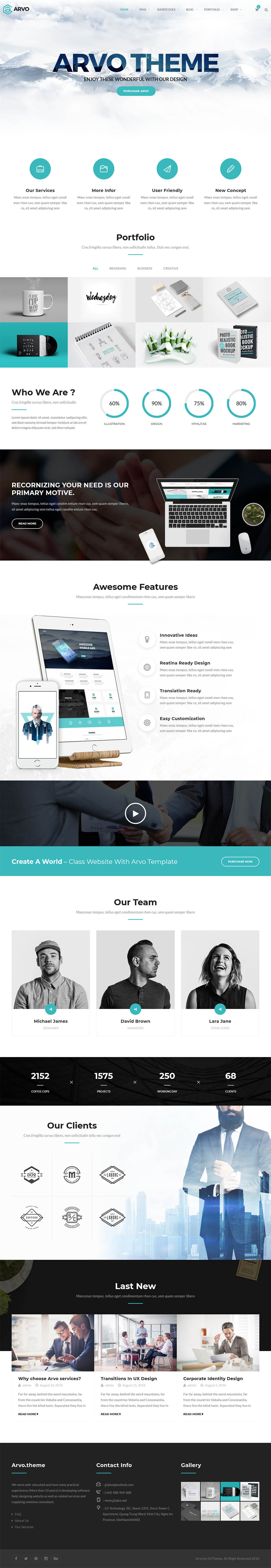 WordPress template ThemeForest Arvo