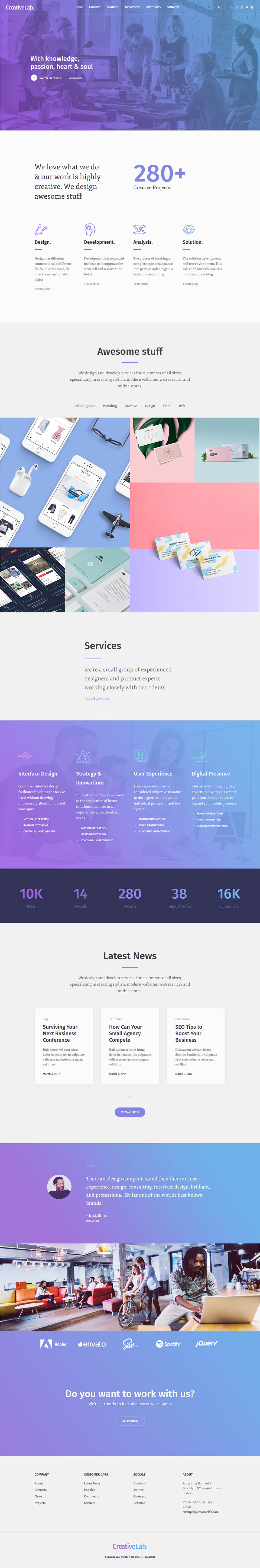 WordPress template ThemeForest Creative Lab