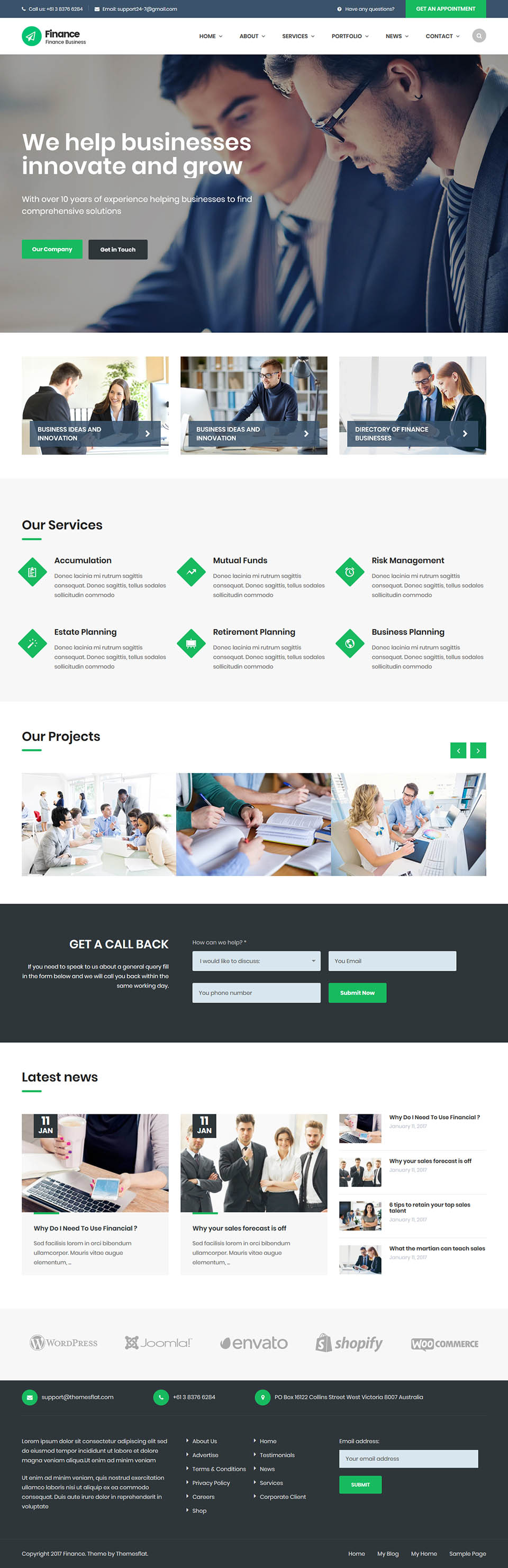 WordPress template ThemeForest Finance