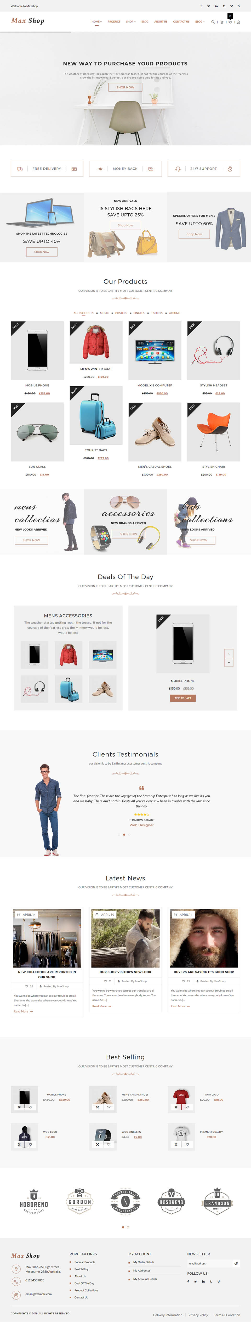 WordPress template ThemeForest Max Shop