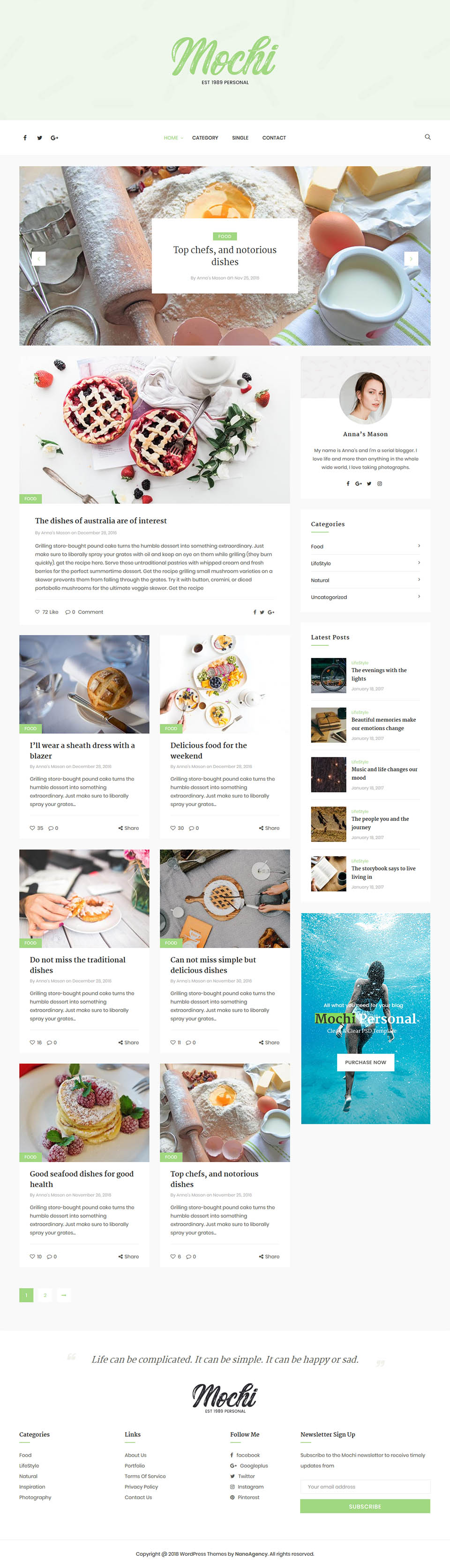 WordPress template ThemeForest Mochi