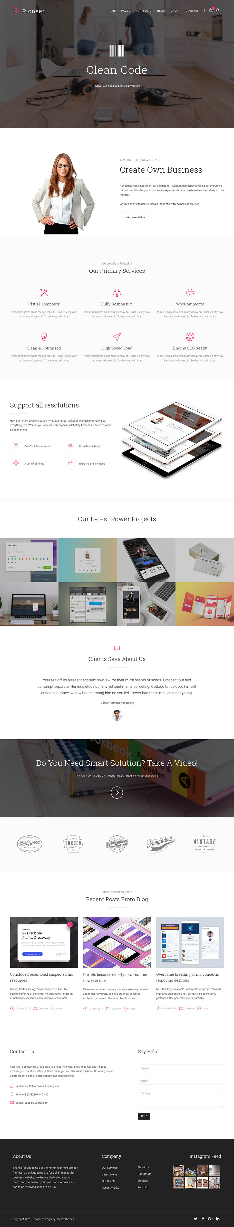 WordPress template ThemeForest Pioneer