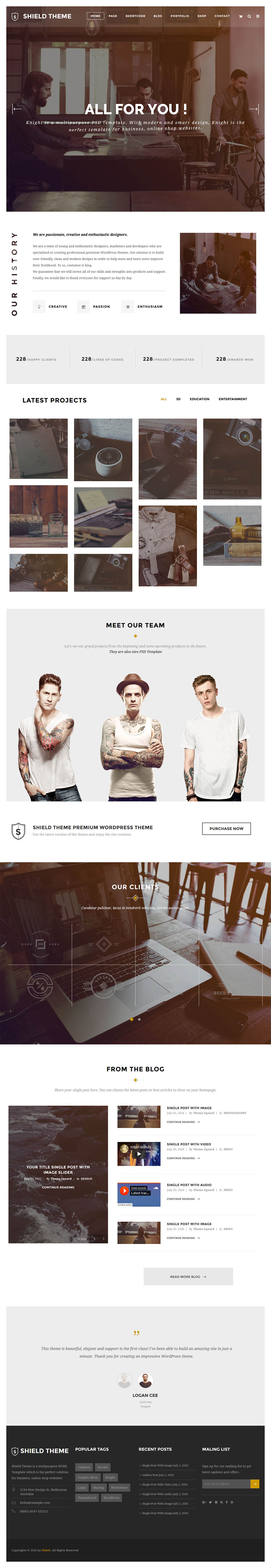 WordPress template ThemeForest Shield